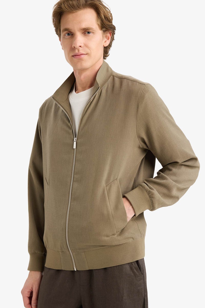 DeFacto Green Man Regular Fit High Neck Zip-Up Jacket Casual - Image 1